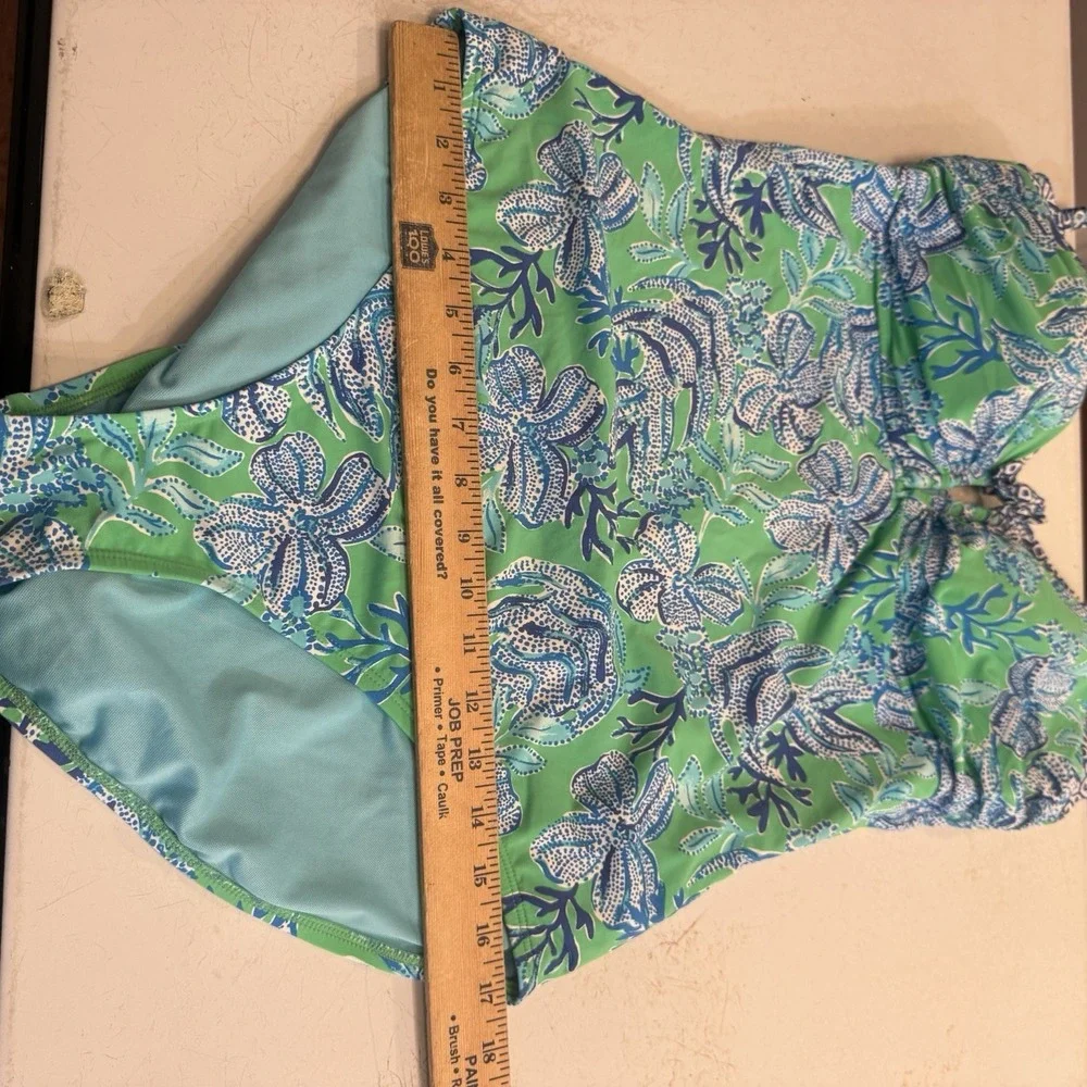 Lilly Pulitzer Green & Blue Floral One-Piece Swimsuit